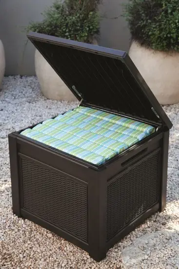 Стол- сундук ECO- PROSPERPLAST CUBE RATTAN 208 л, коричневый