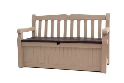 Садовая пластиковая скамейка-ящик ECO- KETER EDEN GARDEN BENCH 265 л (бежево-коричневая)