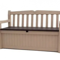 Садовая пластиковая скамейка-ящик ECO- KETER EDEN GARDEN BENCH 265 л (бежево-коричневая)