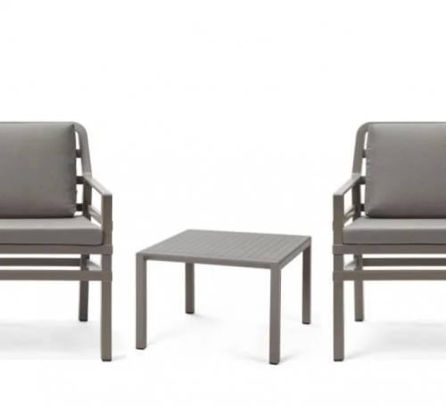 Комплект Nardi DEI- 2 кресла Aria с подушкой + журнальный столик Aria 60, Tortora