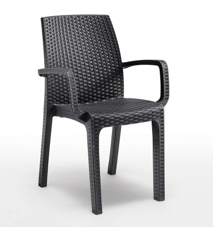 Стул пластиковый садовый ECO- BICA Verona armchair, коричневый/ графит