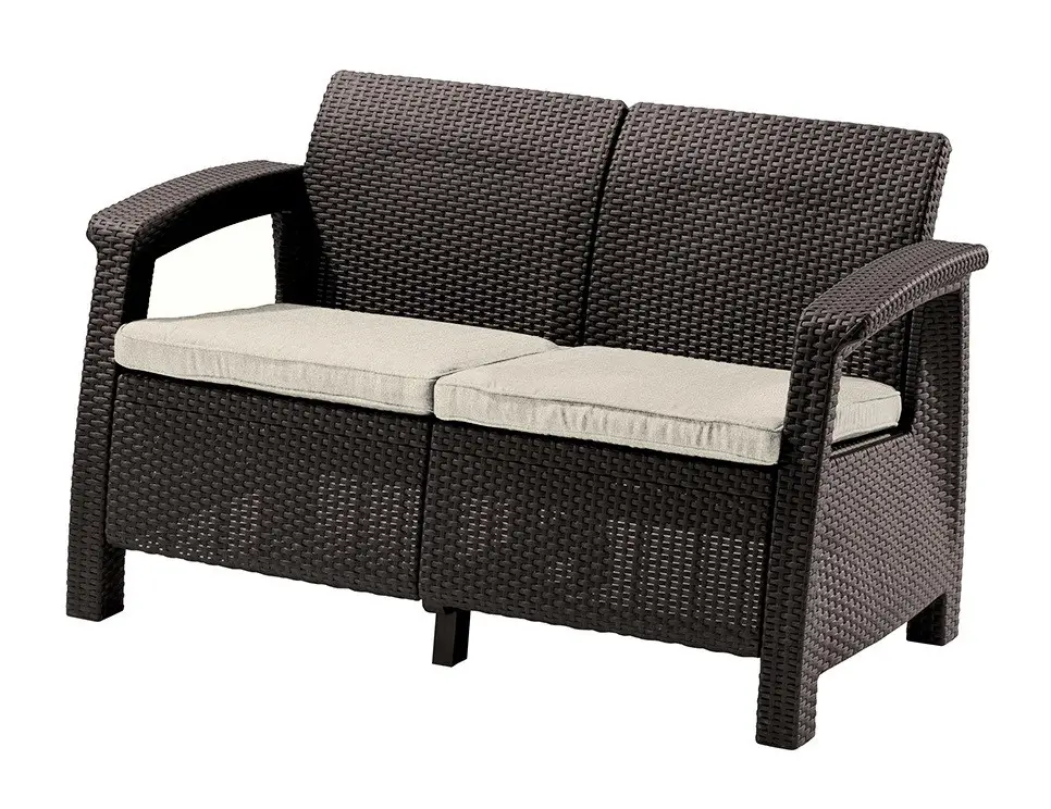 Диван пластиковый садовый  ECO- Keter Corfu II Love seat, коричневый