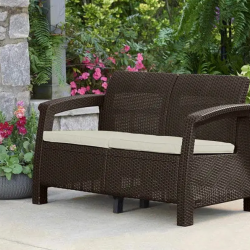 Диван пластиковый садовый  ECO- Keter Corfu II Love seat, коричневый