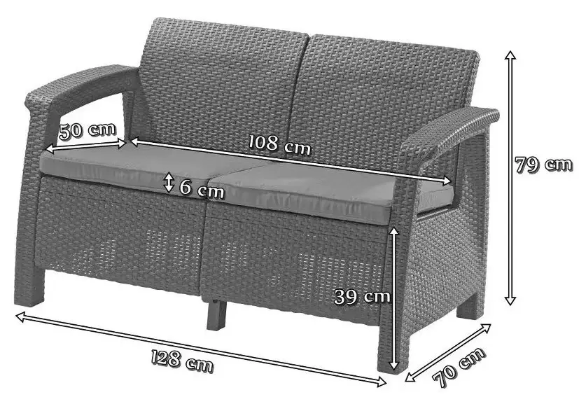 Диван пластиковый садовый  ECO- Keter Corfu II Love seat, коричневый