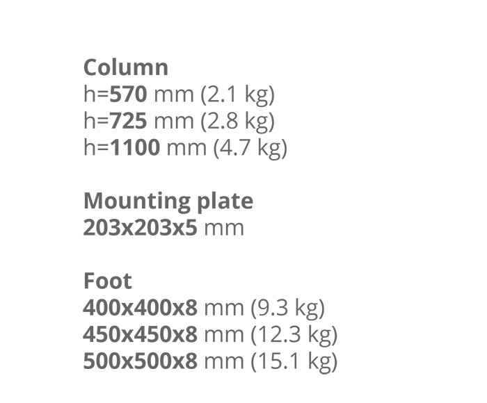 Опора для стола STL- Milano Soft (основание 40х40 см, высота 57 см и 72 см)