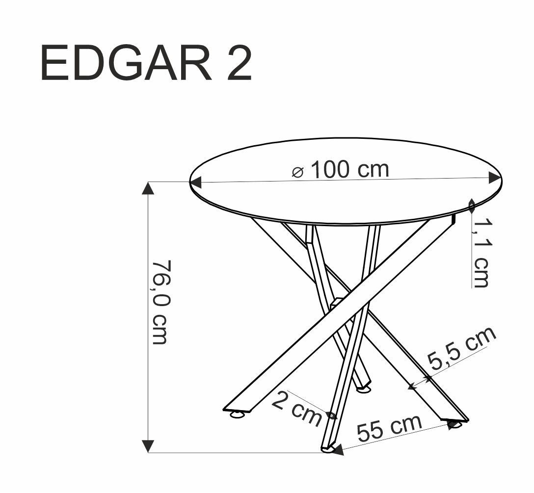 Комплект обеденный Halmar: стол Edgar 2 (белый мрамор/черный) + 2 стула K-549 (оливковый)