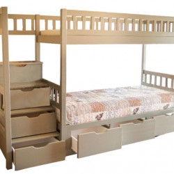 Кровать двухъярусная VNG- Владимир (с ящиками под лестницей) (90х200)