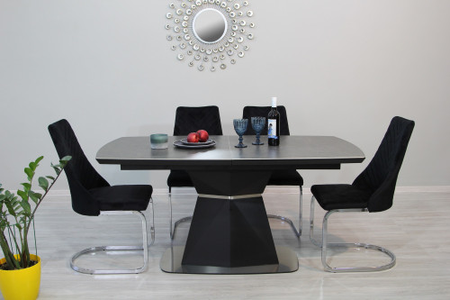 Стол обеденный Premium EVRO- Diamante T 7286-1621 Black Ceramic ZH08 (черная керамика)