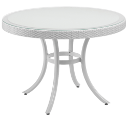 Стол обеденный TYA- Osaka Стекло, Ножки-алюминий, Слон.кость d=110