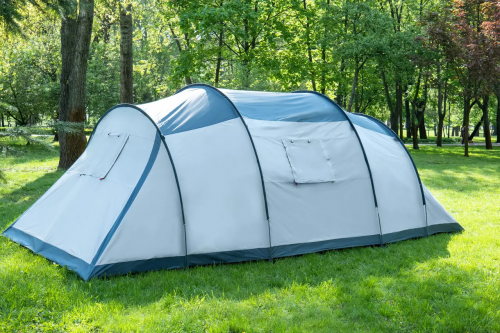 Туристическая 6-местная палатка ECO- Travelcamp 6, светло-серый (с синими вставками)